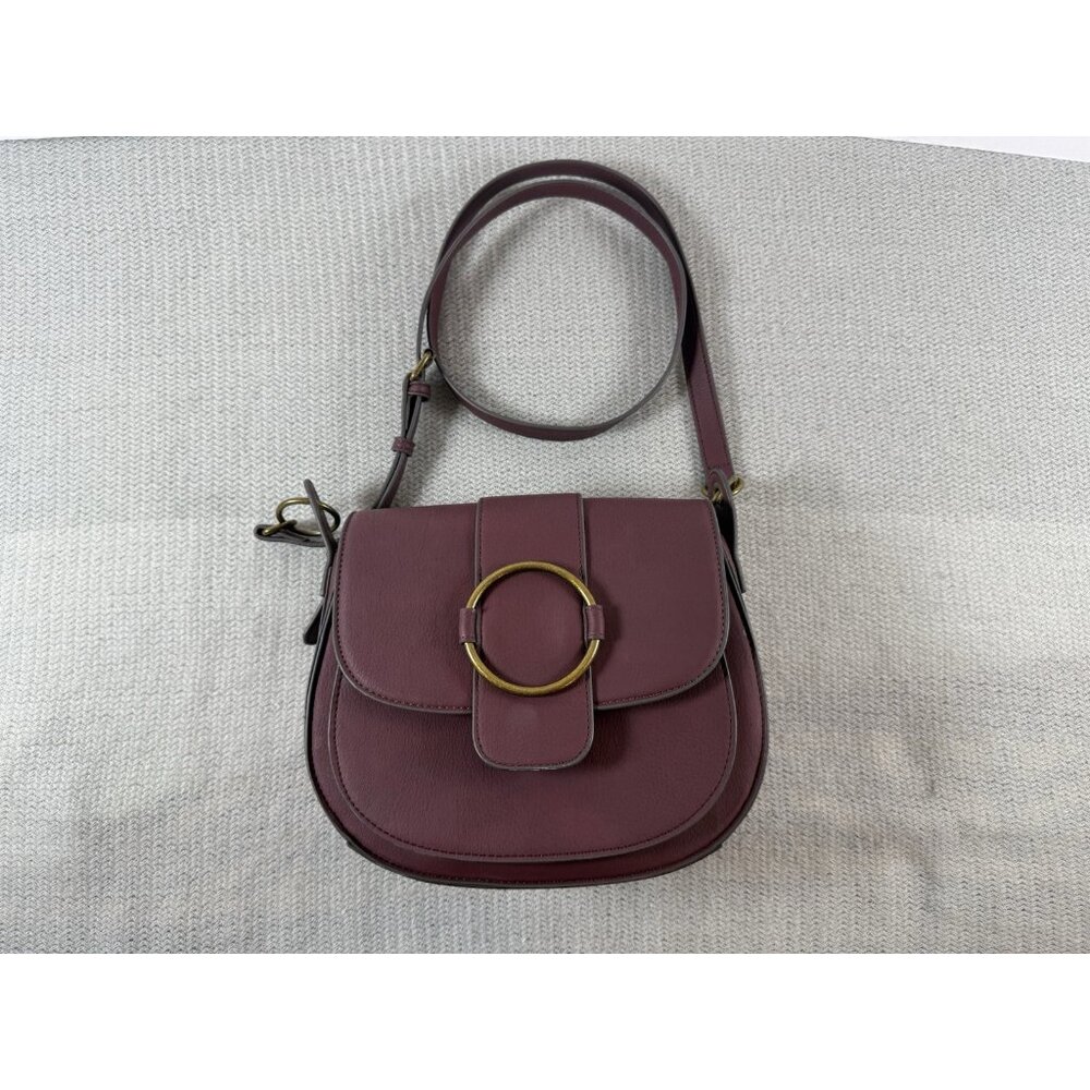 Burgundy Mauve Brass‎ HW Vegan Hobo Crossbody Purse 10x9x3 DisneyBound Bag